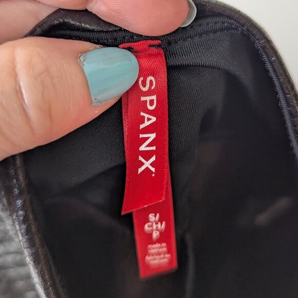 Spanx Snakeskin Faux Leather Leggings Skinny Pants Size Small - Picture 8 of 10